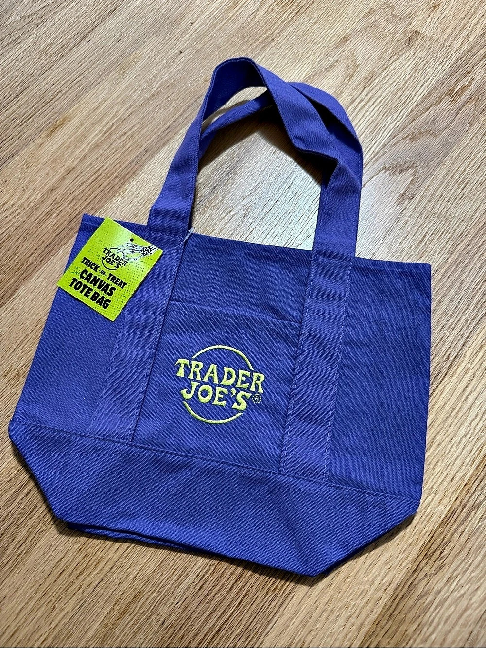 Trader Joe's Trick-or-Treat Mini Canvas Tote Bag Purple